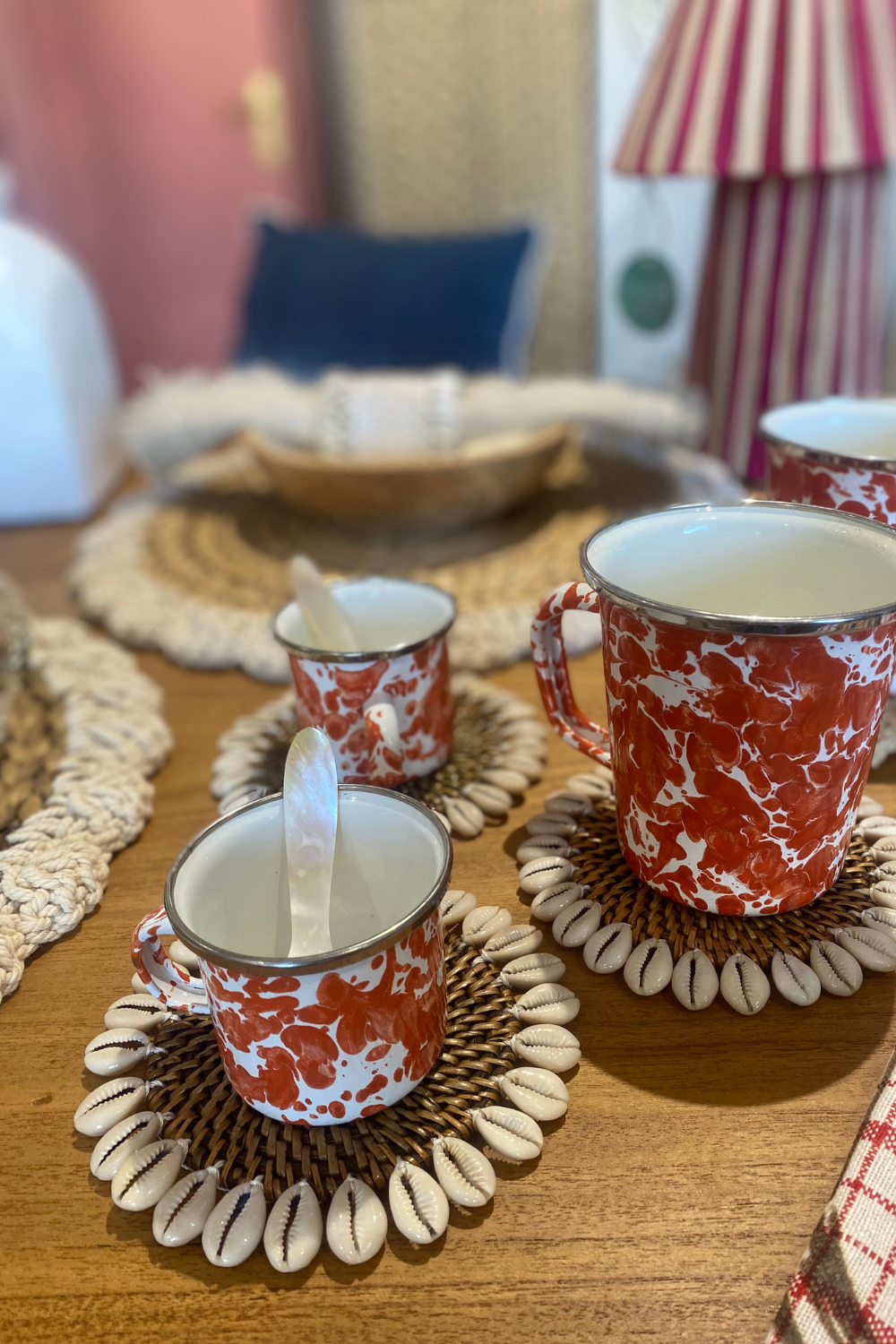 Dessous De Verre Coquillage En Rotin - Naturel